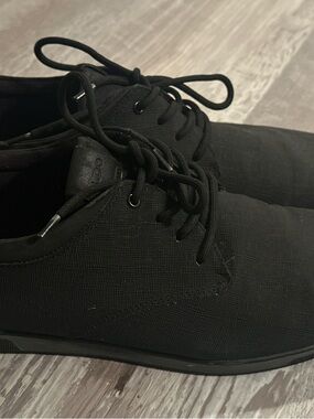 Aldo Black Canvas Derby Shoes